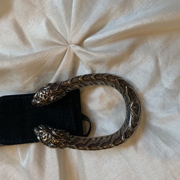 Gucci Black Suede/Leather Dionysus Logo Belt sz 80(32) main image 7